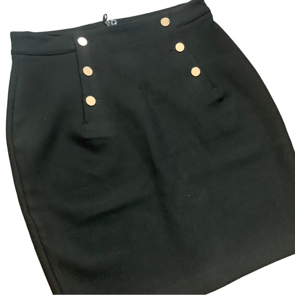 H&M Button Black Pencil Skirt High Waist | Size 8 - Picture 3 of 6